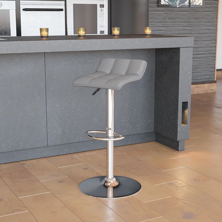 Flash Furniture Carmel Series 24" High Transitional Walnut Counter Height Stool with Nail Trim in Black LeatherSoft