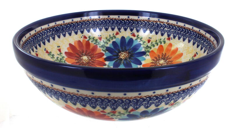 Blue Rose Polish Pottery Autumn Burst Medium Serving Bowl