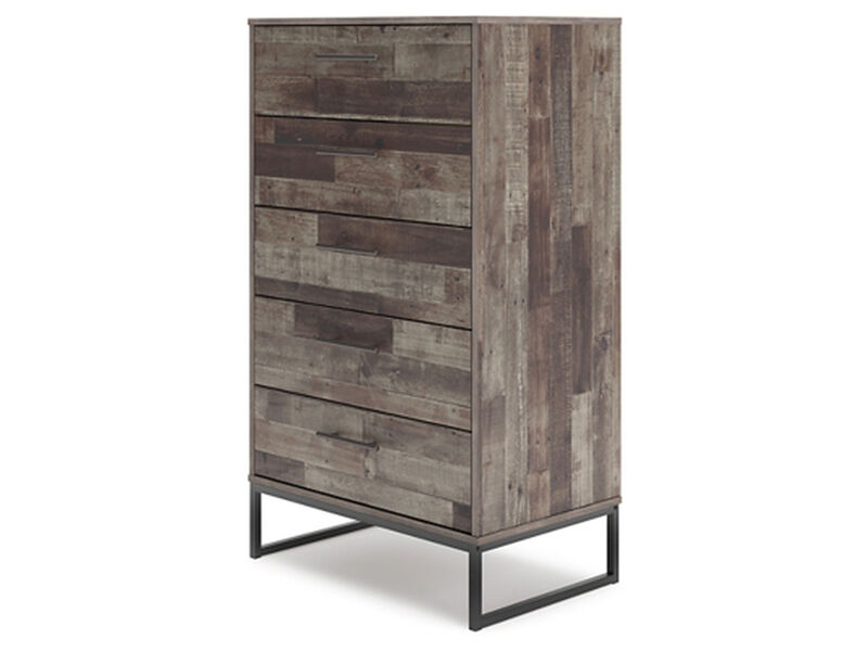 Neilsville 5 Drawer Chest of Drawers in Multi Gray
