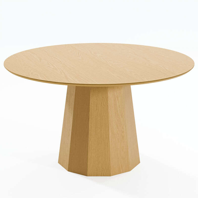 52 Inch Hypotenuse Primary Color Round Wooden Dining Table Seats 4-6 People, Suitable for Living Room and Dining Room
