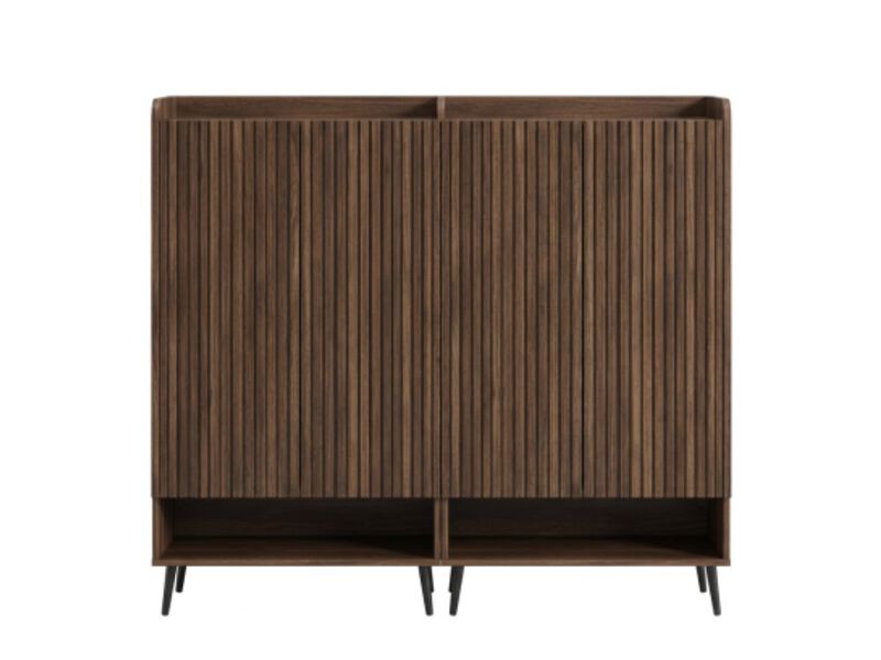Entryway Shoe Storage Cabinet Adjustable Shelves Brown Large image number 0