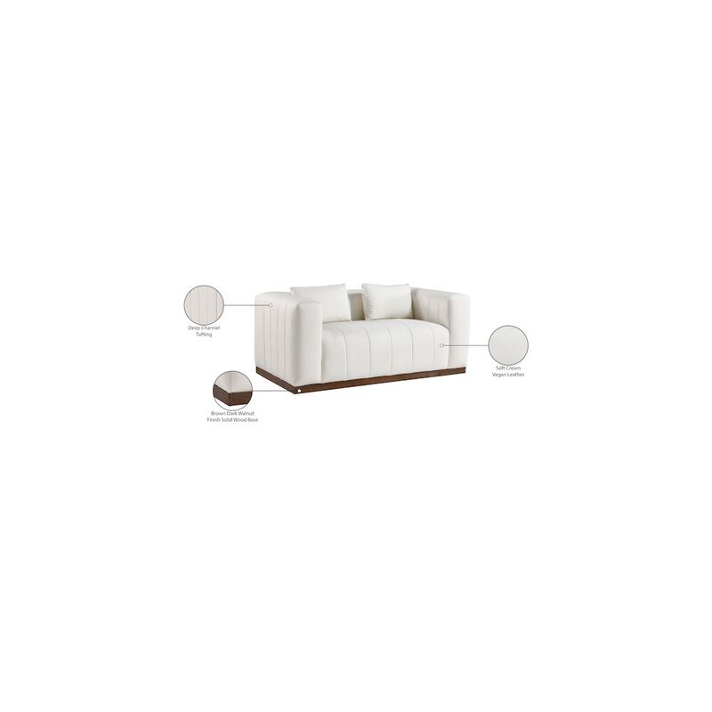 Meridian Furniture Mallina Cream Vegan Leather Loveseat
