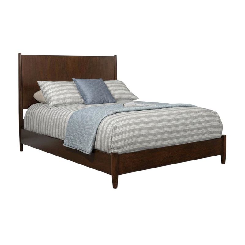 Alpine Furniture Flynn Mid Century Modern Standard King Panel Bed, Walnut image number 0