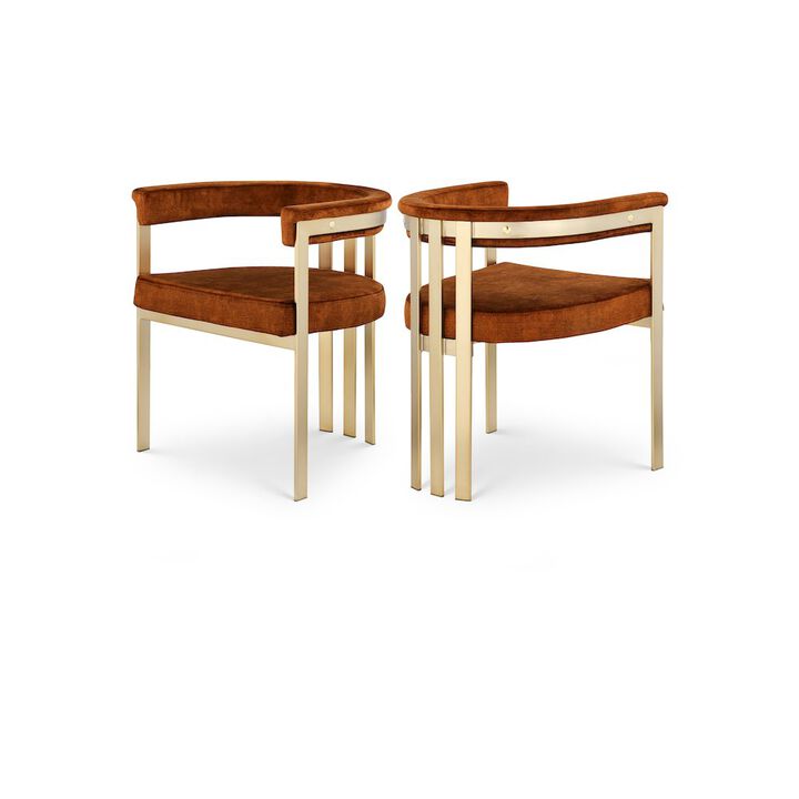 Meridian Furniture Marcello Cognac Velvet Dining Chair, Set of 2