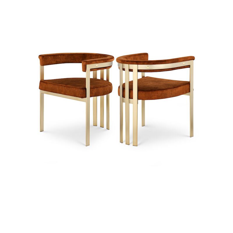 Meridian Furniture Marcello Cognac Velvet Dining Chair, Set of 2