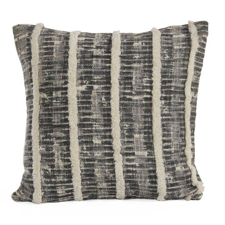 18" Black and Gray Distressed Square Throw Pillow