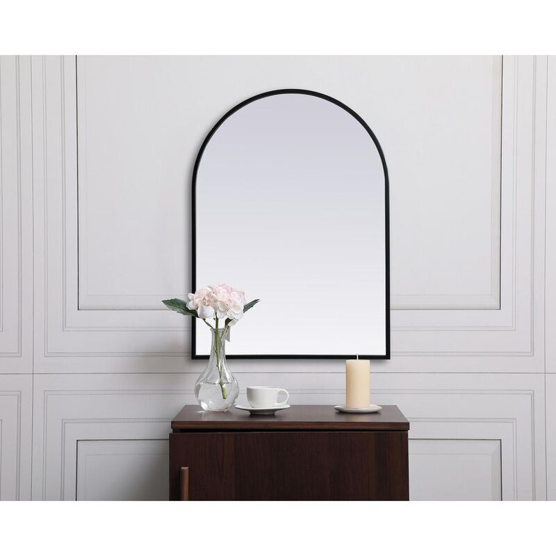 Elegant Decor Metal Frame Arch Mirror 22x30 Inch in Black