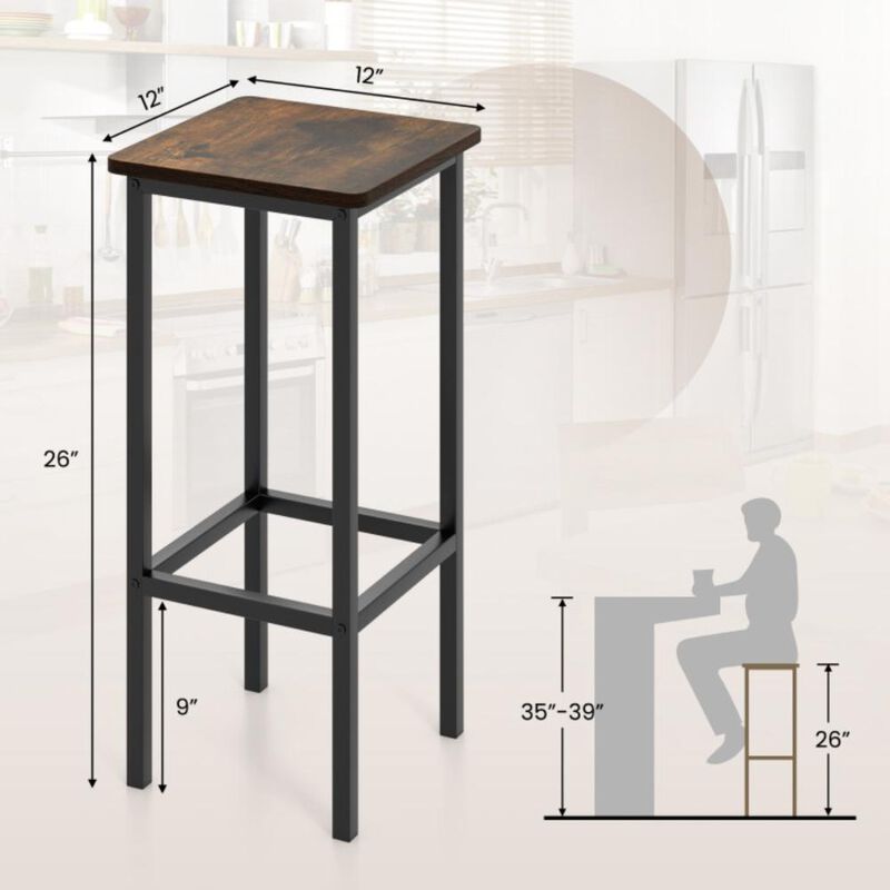 Hivvago Set of 4 Bar Stool Set Bar Chair with Metal Legs and Footrest