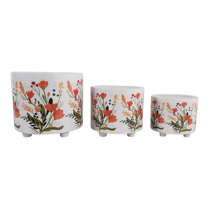 S/3 Wildflower Footed Planters