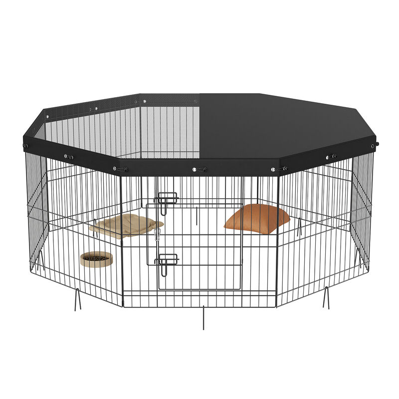 VEVOR Dog Playpen 8 Panels Foldable Metal Dog Exercise Pen with Top Cover 24" H image number 0