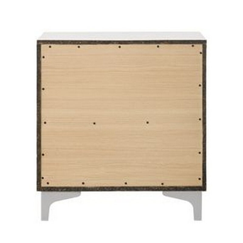 Nightstand with 2 Drawers and Bar Handle, White - Benzara