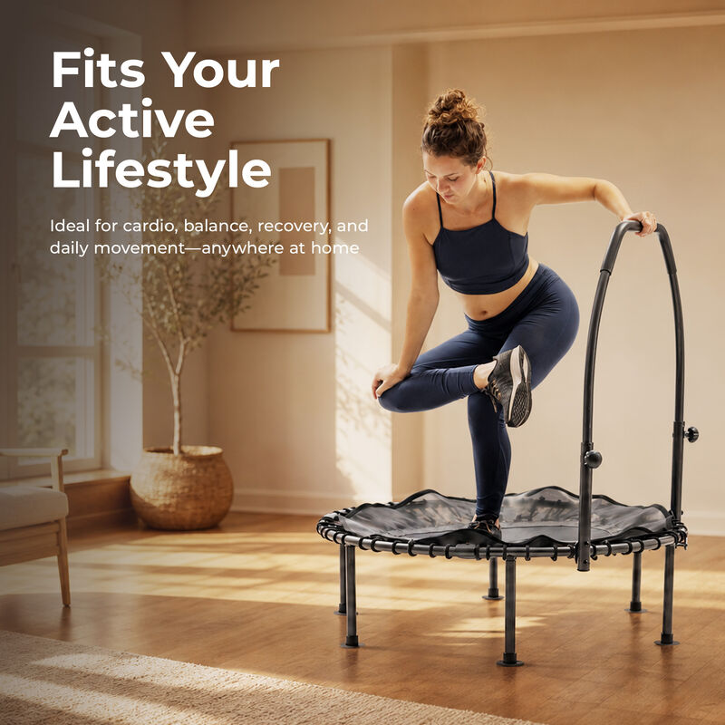 Sunny Health & Fitness Active Quiet Fitness 40" Trampoline with Adjustable Stability Handlebar image number 5