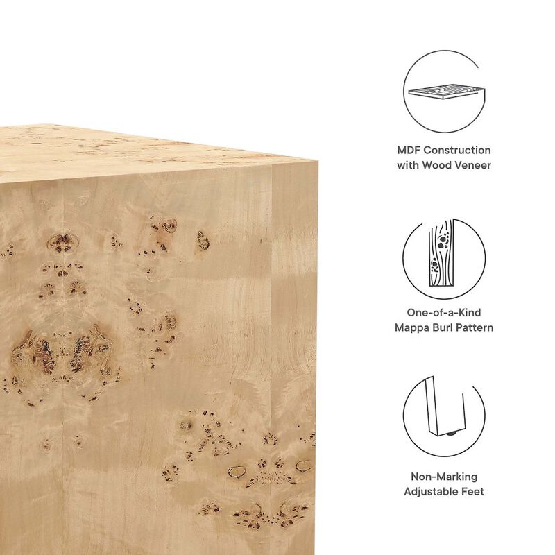 Cosmos 16" Square Burl Wood Side Table image number 5