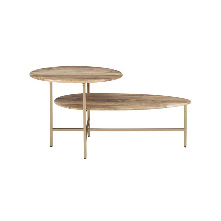 Linon Tavin Two Tiered Coffee Table Natural Gold
