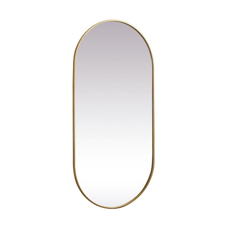 Elegant Decor Metal Frame Oval Mirror 30x60 Inch in Brass