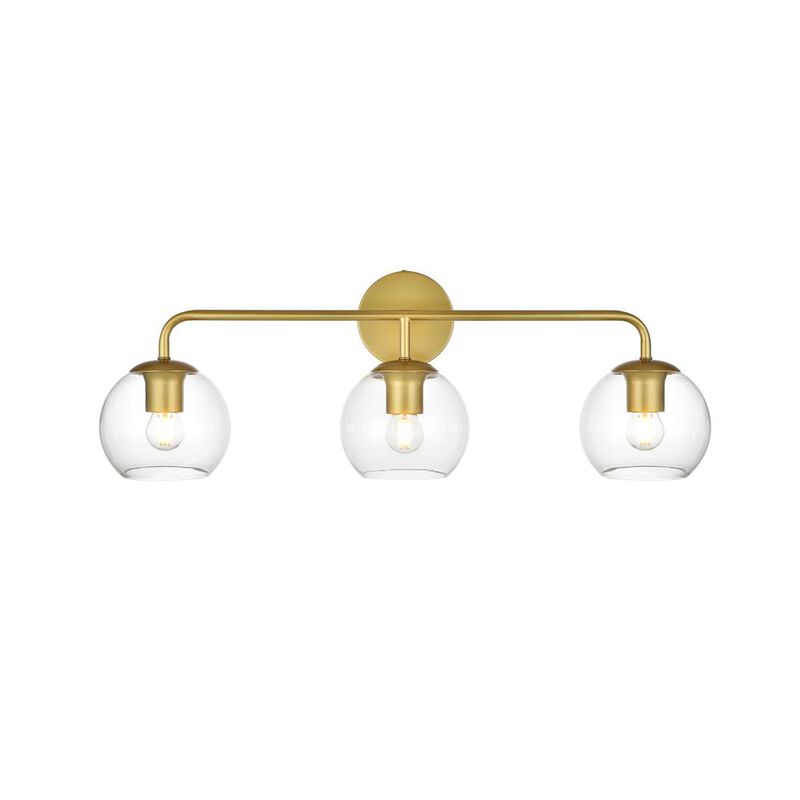Living District Genesis 3 light Brass and Clear Bath Sconce