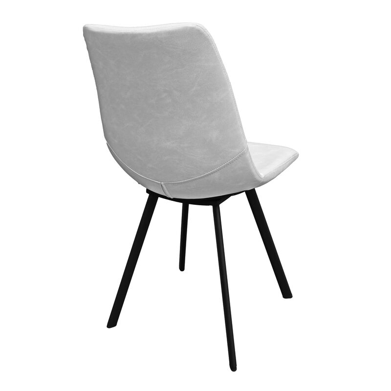 LeisureMod Upholstered Leather Dining Chair, Modern Side Accent Chair for Kitchen, Dining, and Living Room with Powder-Coated Metal Base