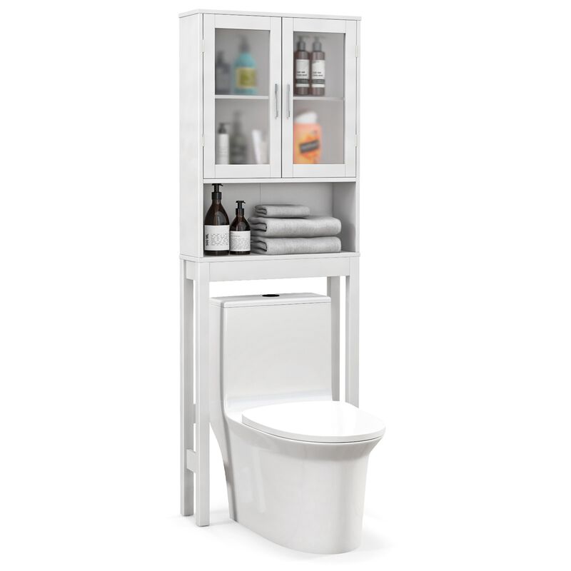 Costway Wooden Over The Toilet Storage Cabinet Spacesaver Organizer Bathroom Tower Rack