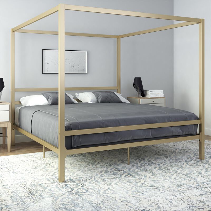 DHP Modern Canopy Gold Metal Bed, King image number 3