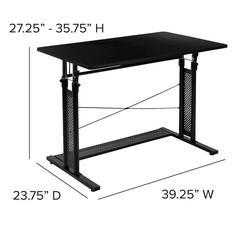 Flash Furniture Height Adjustable (27.25-35.75"H) Sit to Stand Home Office Desk - Black image number 3
