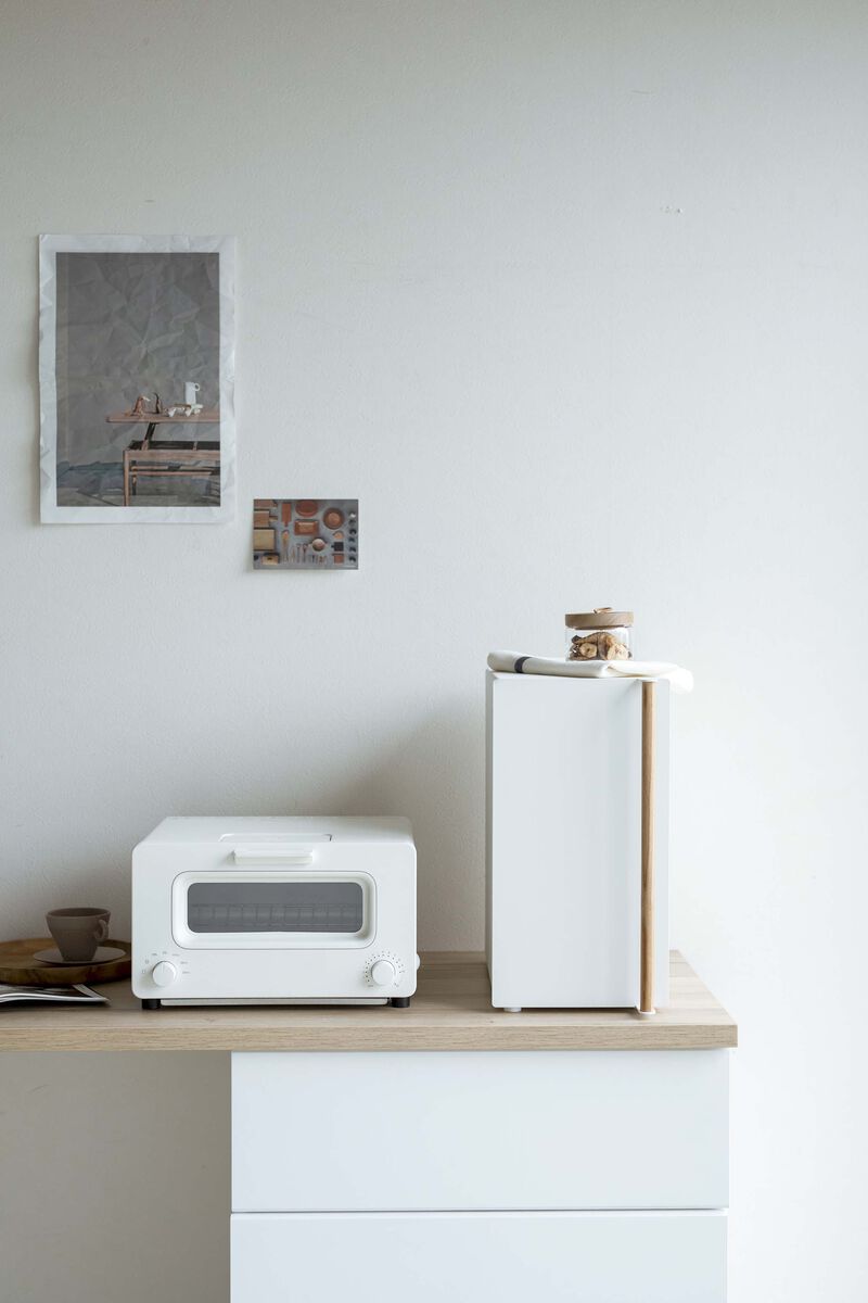 Bread Box - Tall, White & Wood