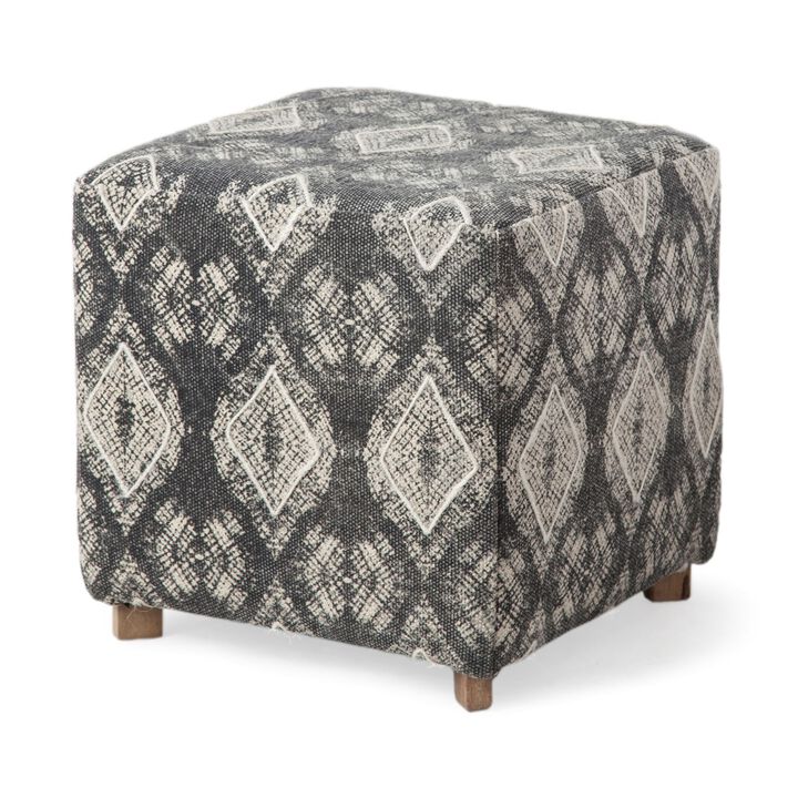 Cube Ottoman in Cotton and Fabric – Decorative Footstool for Bedroom