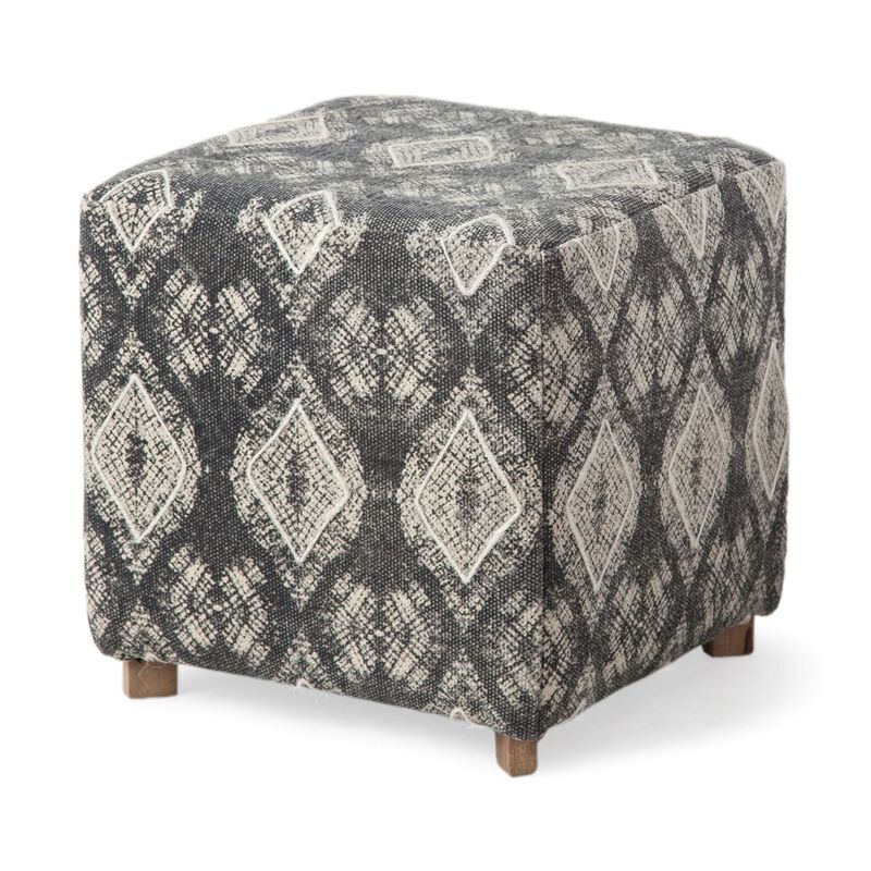 Cube Ottoman in Cotton and Fabric – Decorative Footstool for Bedroom