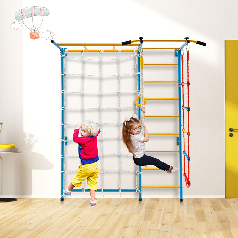 7-in-1 Kids Gym with Swedish Wall Ladder for Indoor Play and Activity image number 1