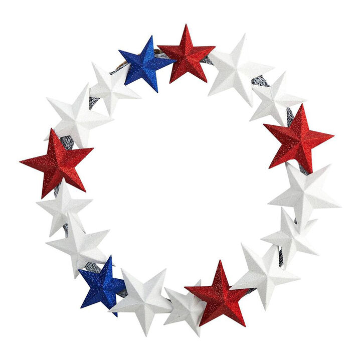 Nearly Natural 21-in Americana Wreath with Stars Red White and Blue
