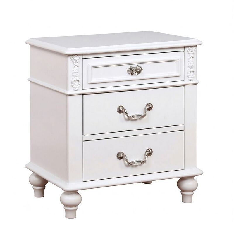2pc Full Bedroom Set, White Wood, Nightstand image number 5