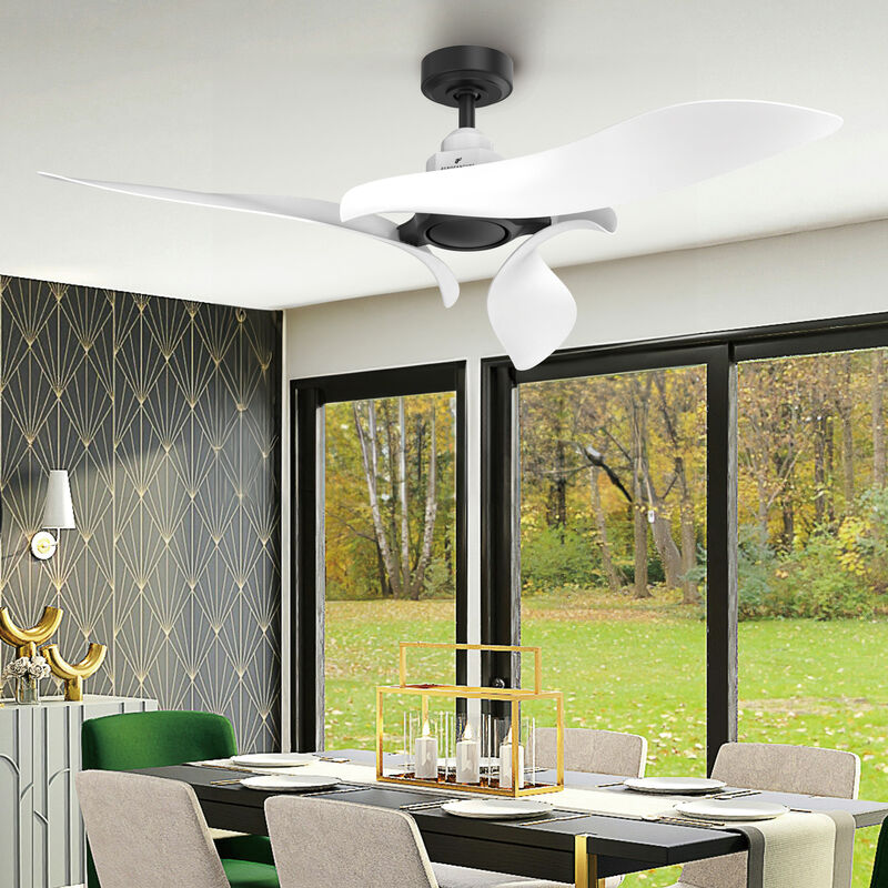 54 in. White Propeller Ceiling Fan with Remote without Light