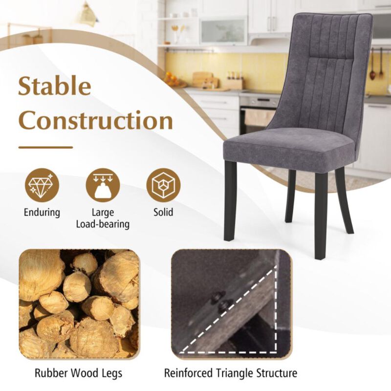 Hivvago Channel Tufted Dining Chairs Set of 2 Upholstered Kitchen Side Chairs with High Backrest