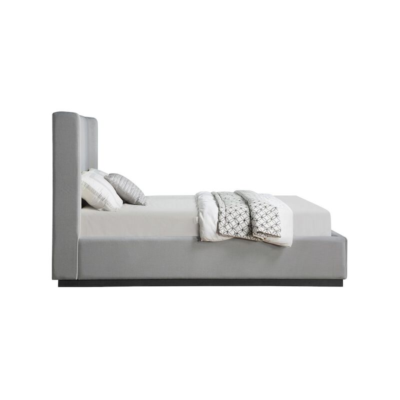 Meridian Furniture Flynn Grey Linen Textured Fabric Full Bed