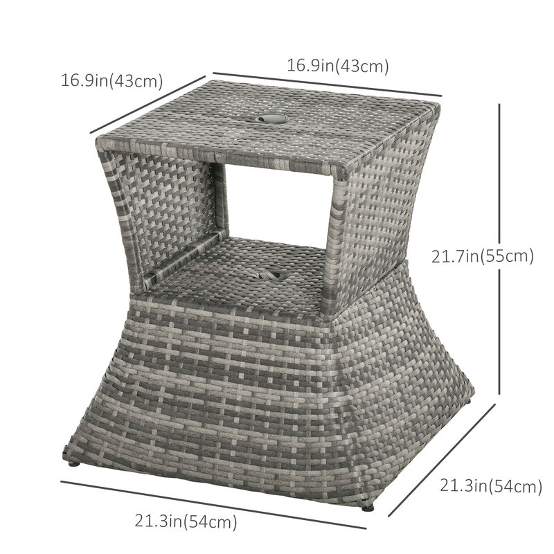 Patio Modren Grey Side Table, Space-Saving For Outdoor Seating image number 2