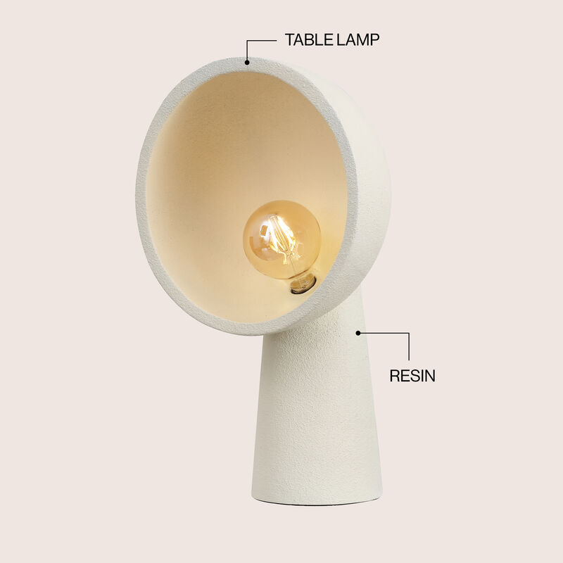 Claude 17.5" Contemporary Minimalist Resin Half-Globe Column LED Table Lamp image number 2