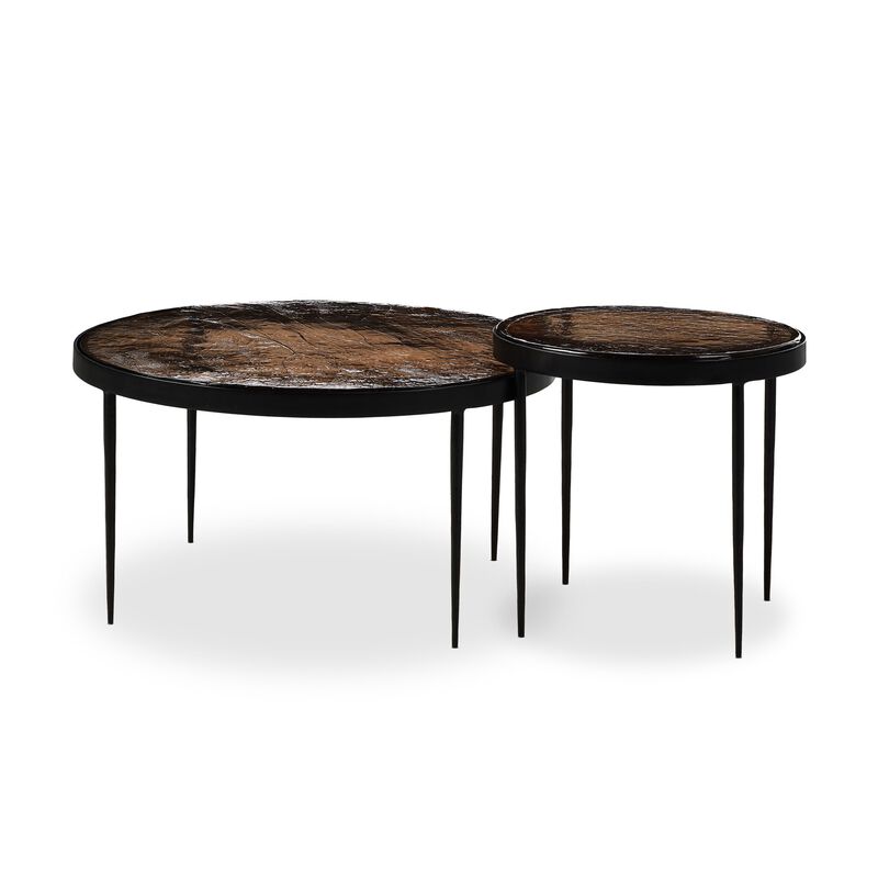 Yoko Smoked Brown Cast Glass Nesting Tables