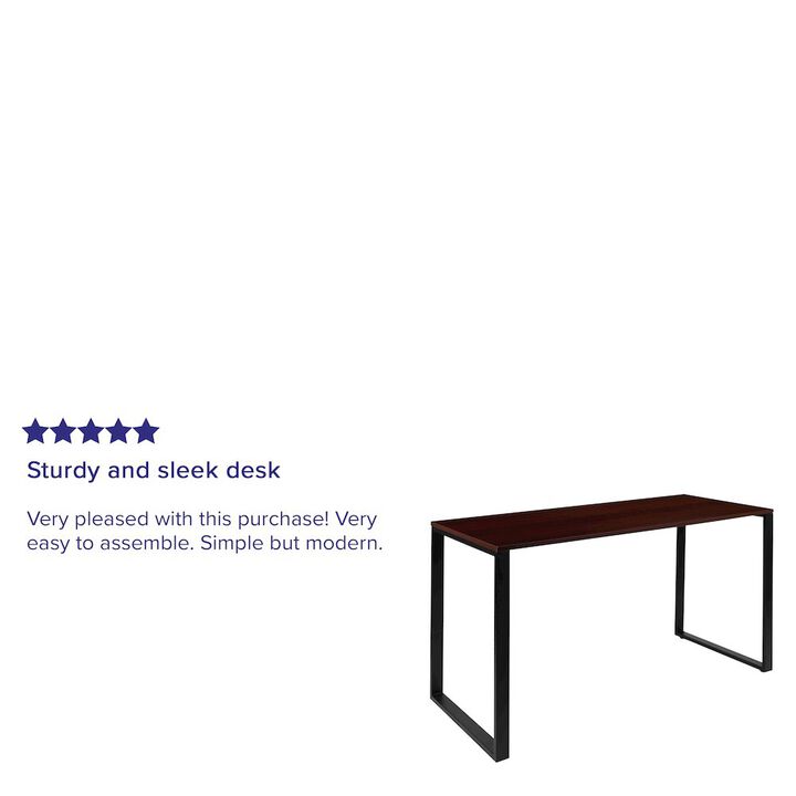 Flash Furniture Desk Industrial Computer Desk Sturdy Home Office Desk - 55" Length-Mahogany