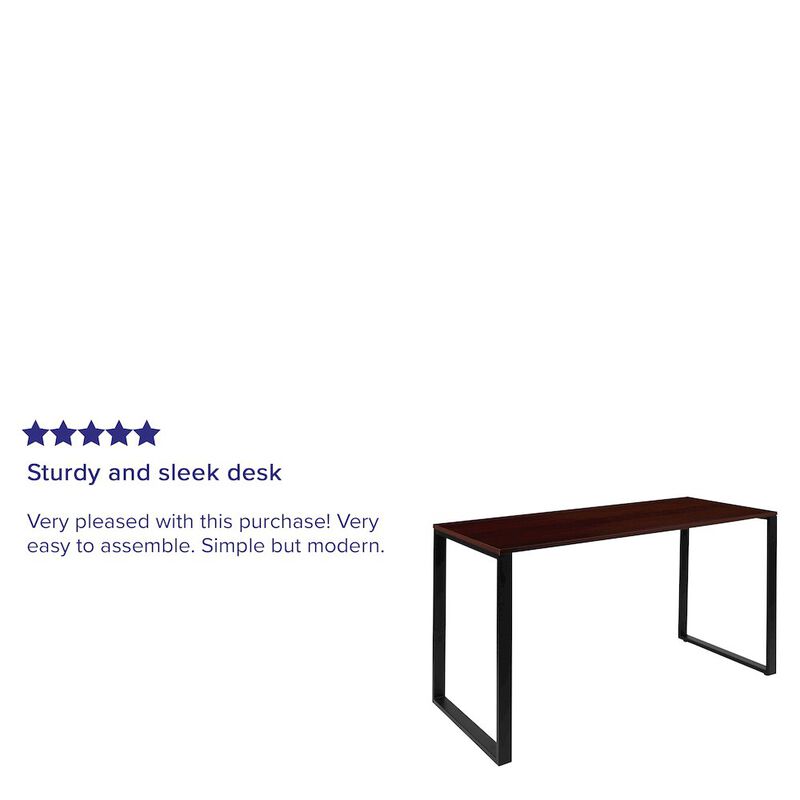 Flash Furniture Desk Industrial Computer Desk Sturdy Home Office Desk - 55" Length-Mahogany image number 1