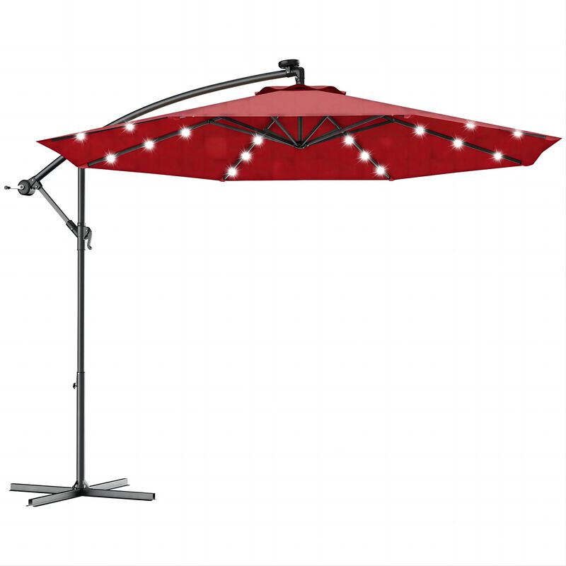 Mondawe 10 Feet Patio Umbrella with Crank and Solar LED Lights