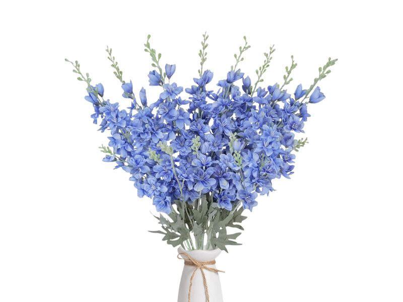 8 Piece Blue Artificial Delphinium Flower Stems Long Stem Outdoor Vase Filler image number 0