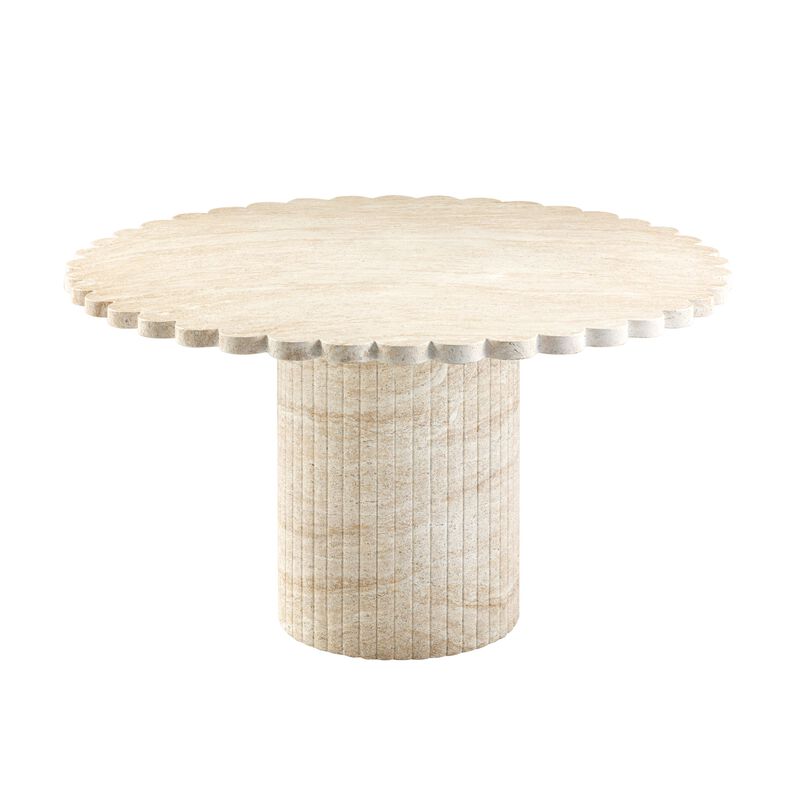 Blossom Washed Travertine Finish Indoor / Outdoor 54" Round Dining Table image number 2