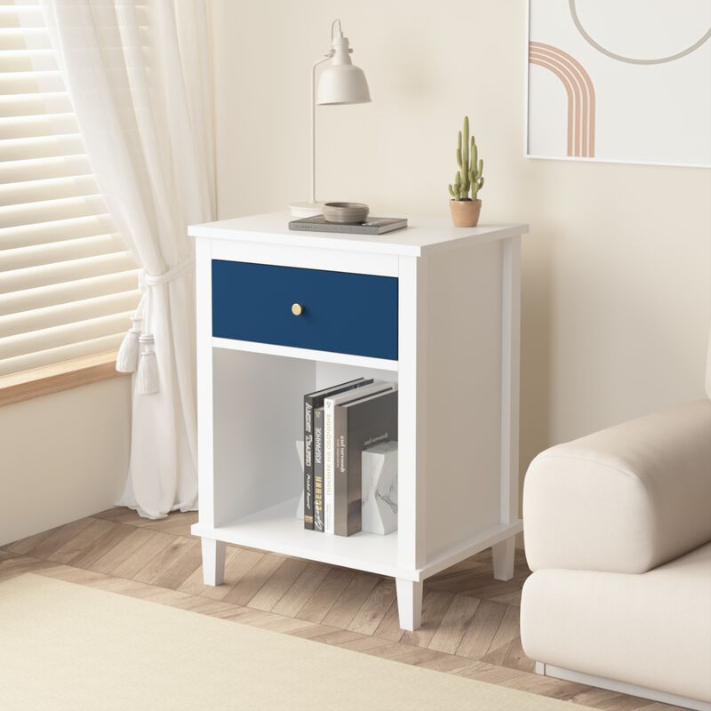 26.8" Assembled Wooden Nightstand 1-Drawer 1-Shelf for Kids Adults image number 4