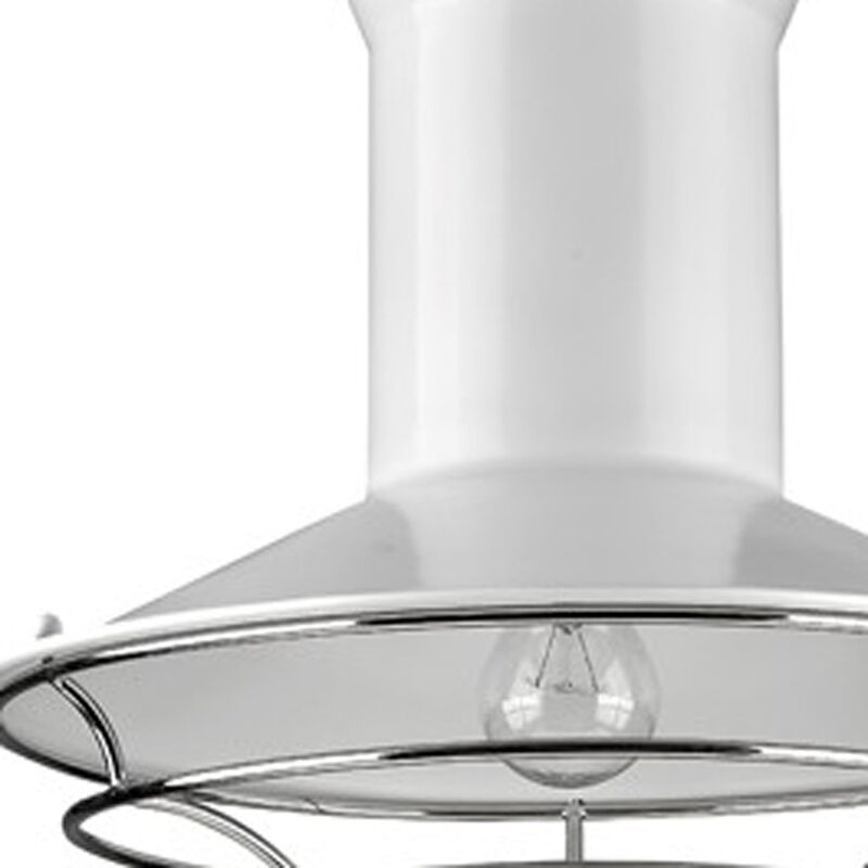 Hivvago Newport 1-Light White Pendant With Polished Nickel Louver