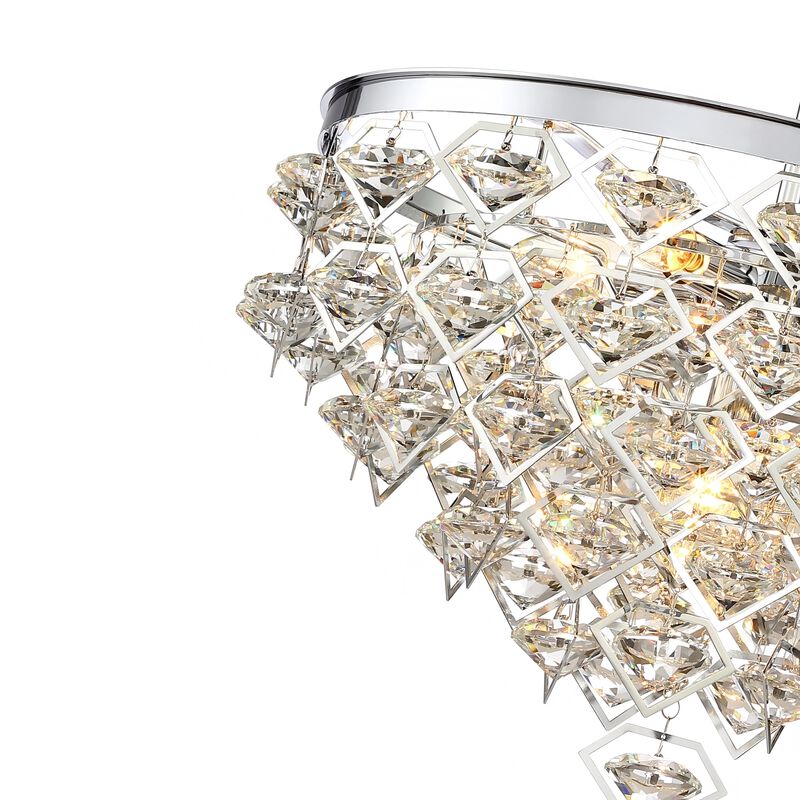 20"D 5-light Modern Luxury Chrome Crystal Chandelier For Living Room, Dining Room, Foyer image number 6
