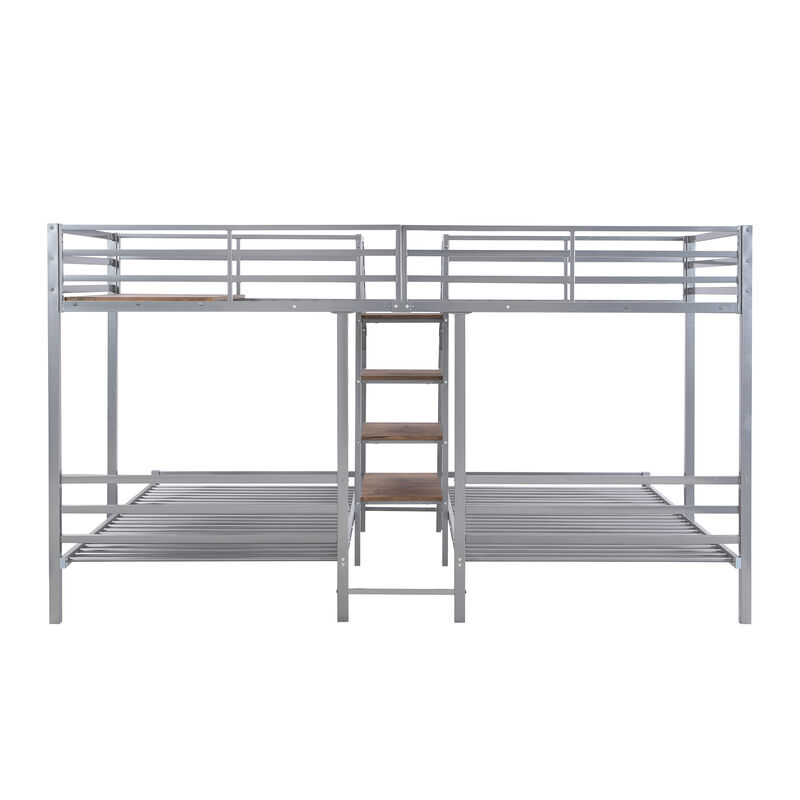Merax Triple Bunk Bed with Storage Shelves