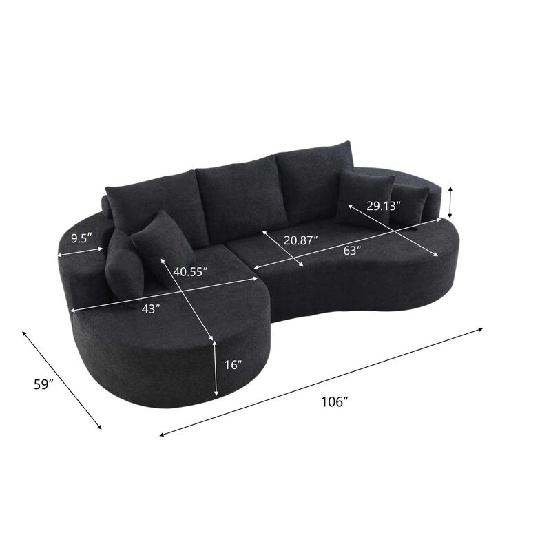 Christopher Knight Home Edana 106" Modern Cozy Upholstered 4 Seater Curved Sectional Sofa with 7 Pillows