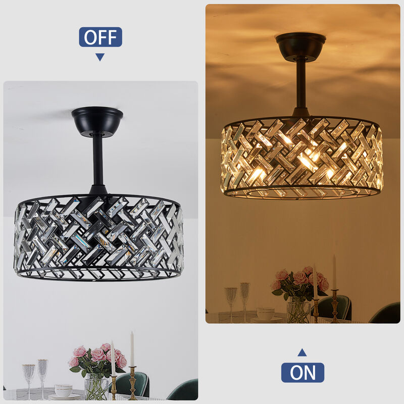 Crystal Cage Ceiling Fan with Remote Control and Quiet Reversible Motor image number 8