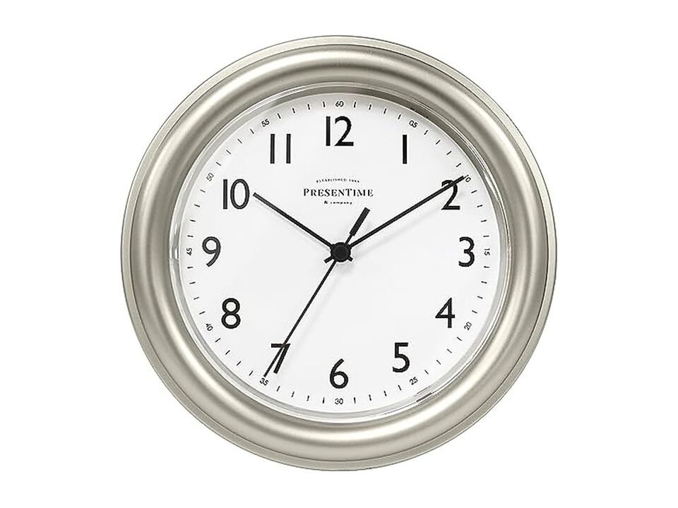 Farmhouse Essential Morning Silver Color Wall Clock 5 Inch Silent Non Ticking