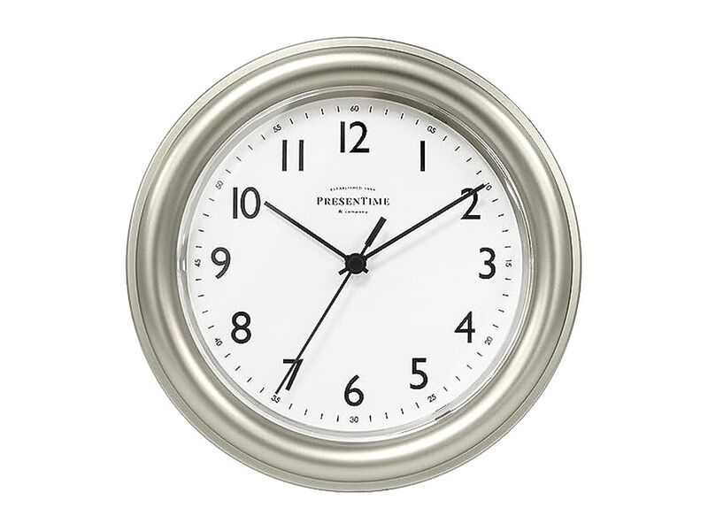 Farmhouse Essential Morning Silver Color Wall Clock 5 Inch Silent Non Ticking image number 0