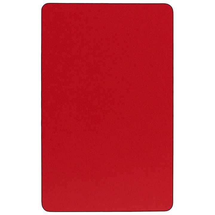 Flash Furniture 30''W x 72''L Rectangular Red HP Laminate Activity Table - Standard Height Adjustable Legs